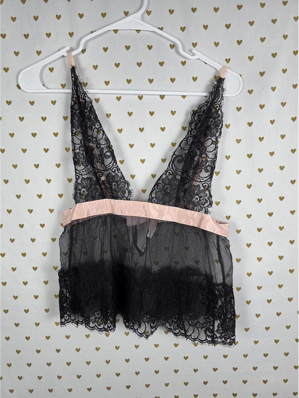 Victorias Secret Sher Babydoll Tank Lace Lingerie Top VINTAGE y2k MEDIUM